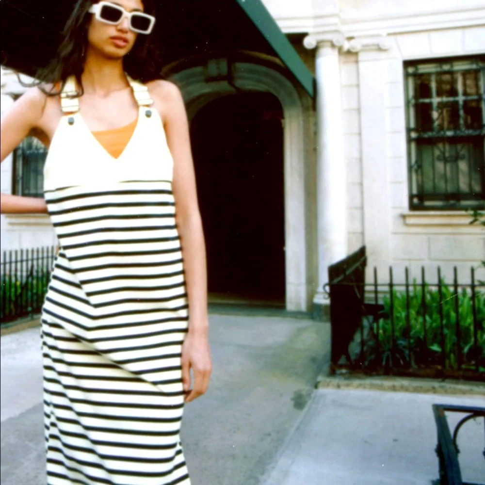 NWT Zara striped pinafore dress